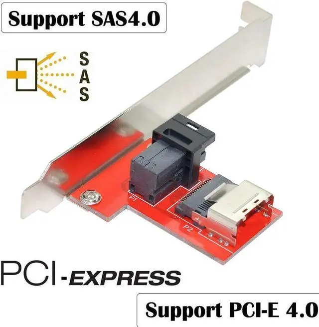 Alt view image 3 of 3 - Vszerda 4.0 PCI-Express Mini SAS SFF-8087 to SAS HD SFF-8643 PCBA Female Adapter With Bracket
