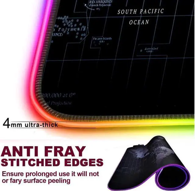 Alt view image 5 of 7 - Vszerda Extended RGB Gaming Mouse Pad, Extra Large Gaming Mouse Mat for Gamer, Waterproof Office Desktop Mat with 10 Lighting Mode, for PC Computer RGB Keyboard Mouse - 31.5'' x 15in x 4mm(Map)