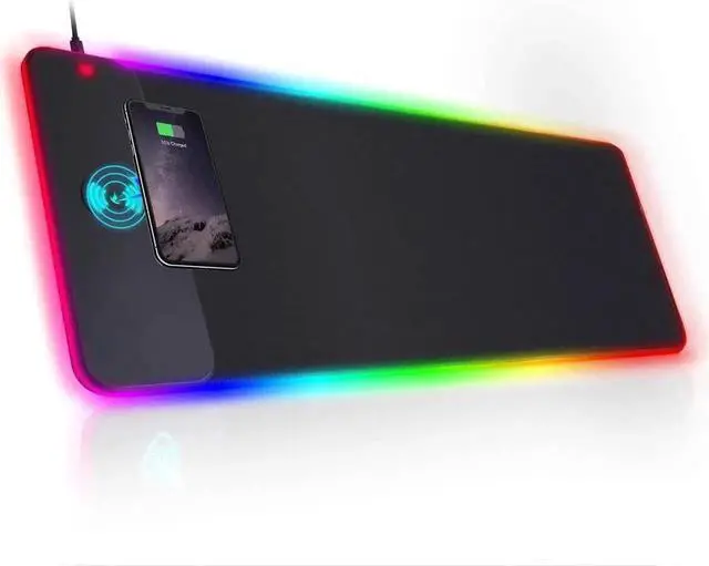 Main image of Vszerda Wireless Charging RGB Gaming Mouse Pad 10W, LED Mouse Mat 800x300x4MM, 10 Light Modes Extra Large Mousepad Non-Slip Rubber Base Computer Keyboard Mat for Gaming, MacBook, PC, Laptop, Desk