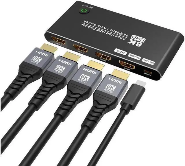 Main image of Vszerda HDMI Switcher, Ultra HD 8K High Speed 48Gbps Directional Switch Only 3in 1out 8K@60Hz 4K@120Hz Splitter Converter (8K)
