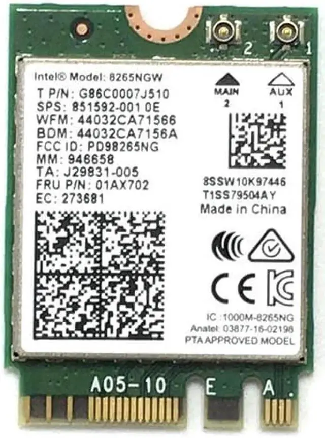 Alt view image 2 of 3 - Vszerda Wireless-AC 8265 867Mbps 802.11 AC Dual Band Desktop WiFi Adapter PCI Express Card for Intel 8265AC 5GHz WiFi + Bluetooth 4.2