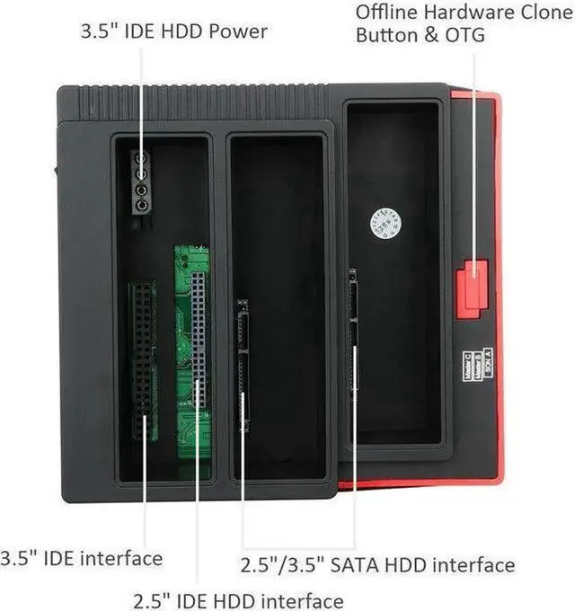 Alt view image 4 of 7 - Vszerda HDD Docking Station IDE SATA Dual USB 3.0 Clone Hard Drive Card Reader 3-Bay