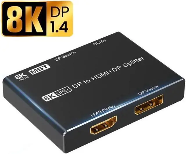 Main image of Vszerda Ultra HD 8K DP To HDMI DP Splitter 8K@30Hz 4K@120Hz 1080p@240hz HDMI 2.1 3D HDR 4K 8K SST MST DP1.4 Displayport Video Converter