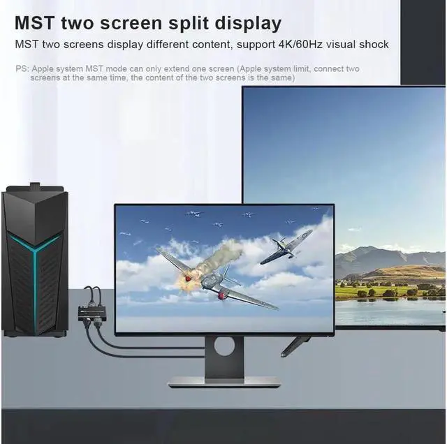 Alt view image 7 of 7 - Vszerda Ultra HD 8K DP To HDMI DP Splitter 8K@30Hz 4K@120Hz 1080p@240hz HDMI 2.1 3D HDR 4K 8K SST MST DP1.4 Displayport Video Converter