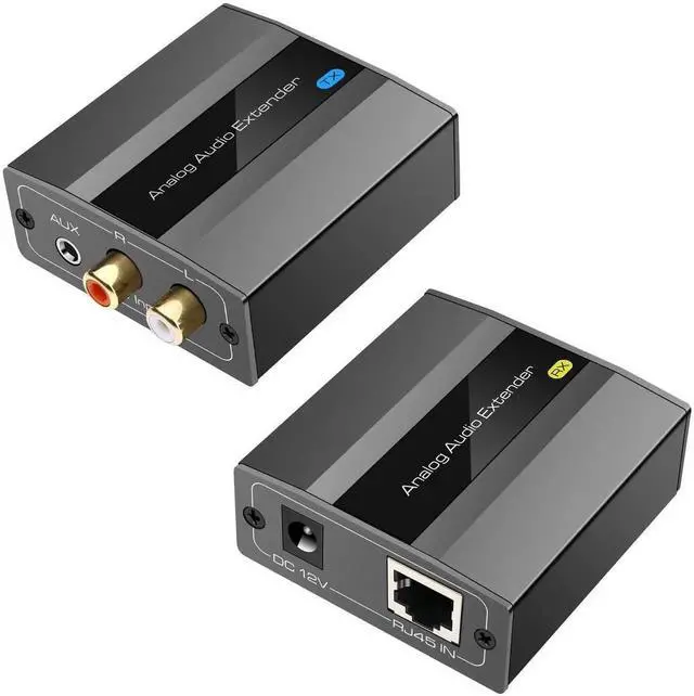 Main image of Vszerda Analog Audio Extender RCA 3.5mm Stereo Over Ethernet Single Cat5e 6 7 Cable up to 1475ft Converter Adapter Support PCM Stereo POC Power on Cat