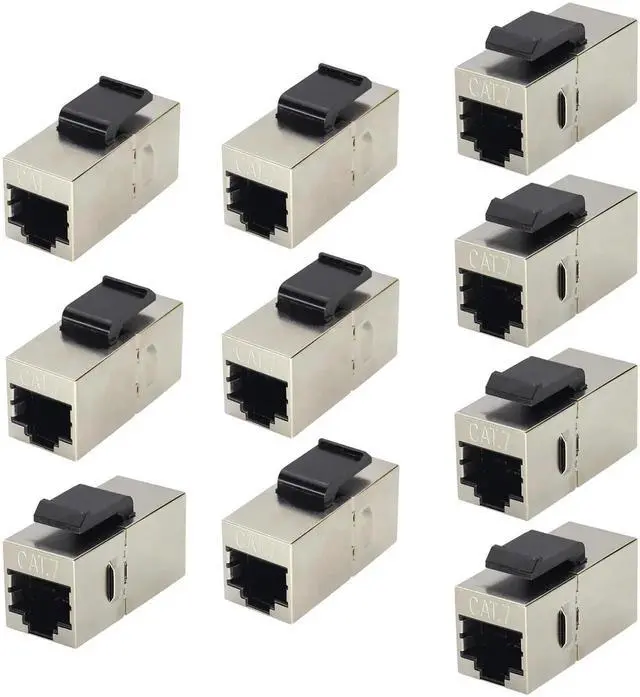 Main image of Vszerda CAT7 Ethernet Panel Coupler RJ45 Keystone Female Coupler Shielded High-Speed Ethernet Wiring Board Connection,for Computers,Monitor Compatible with CAT7/Cat6/Cat5 Plug-in Cables.(10Pack/CAT7)