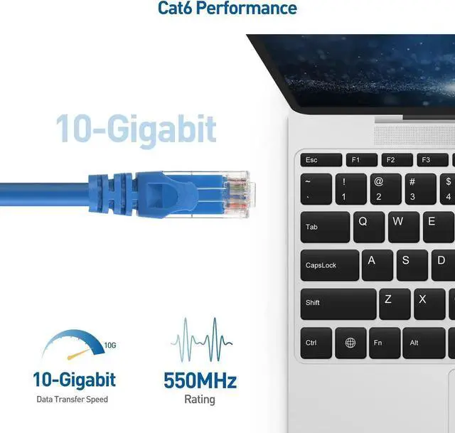 Alt view image 3 of 4 - Vszerda 10Gbps Snagless Long Cat 6 Ethernet Cable 150 ft (Cat 6 Cable, Cat6 Cable, Internet Cable, Network Cable) in Blue