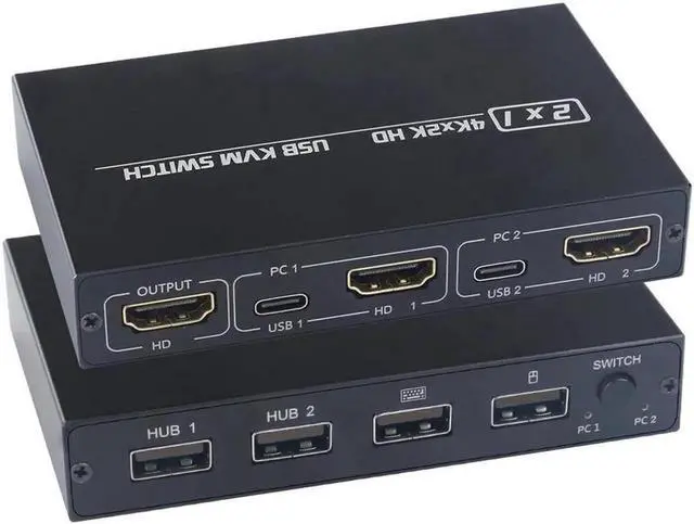 Main image of Vszerda For 2 PC Sharing Keyboard Mouse Printer Plug and Paly Out 4KUSB 2.0 HDMI-compatible KVM Switch Video Display USB Switch Splitter