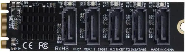 Main image of Vszerda Chenyang NGFF Key B+M to SATA 3.0 6Gbps 5 Ports Adapter Converter Port Multiplier Selector JMB575 2280
