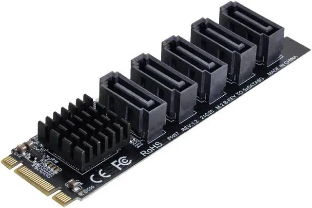 Alt view image 3 of 3 - Vszerda Chenyang NGFF Key B+M to SATA 3.0 6Gbps 5 Ports Adapter Converter Port Multiplier Selector JMB575 2280