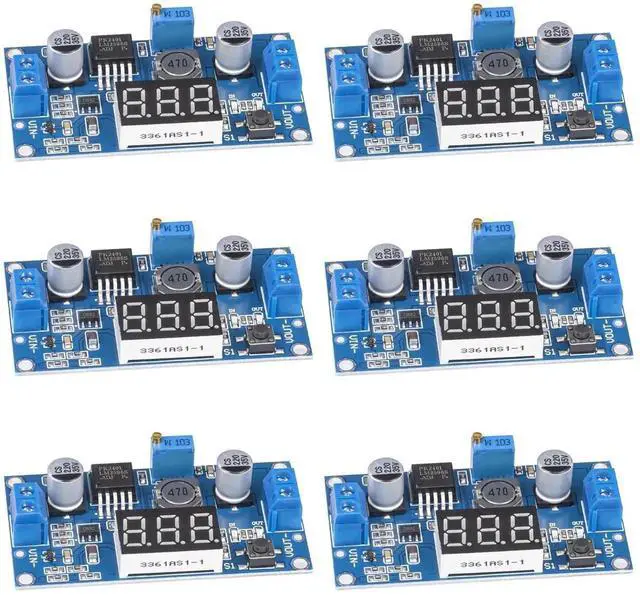 Main image of Vszerda LM2596 LM2596S DC-DC Buck Converter Voltage Adjustable 4.0-40V to 1.25-37V 2A Power Supply Module with LED Voltmeter Display (Pack of 6pcs)