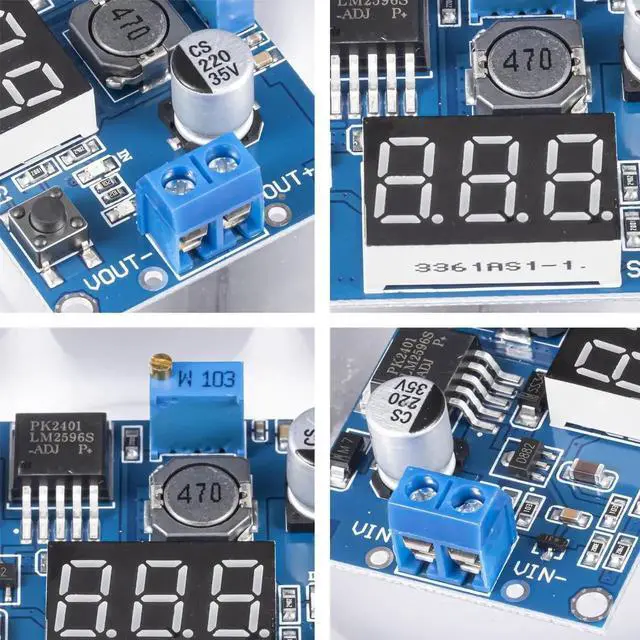 Alt view image 2 of 5 - Vszerda LM2596 LM2596S DC-DC Buck Converter Voltage Adjustable 4.0-40V to 1.25-37V 2A Power Supply Module with LED Voltmeter Display (Pack of 6pcs)