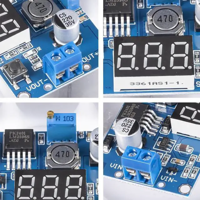Alt view image 2 of 5 - Vszerda LM2596 LM2596S DC-DC Buck Converter Voltage Adjustable 4.0-40V to 1.25-37V 2A Power Supply Module with LED Voltmeter Display (Pack of 6pcs)