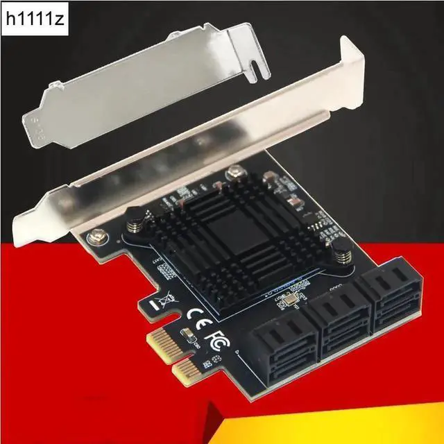 Alt view image 2 of 6 - Vszerda Chi a Mining PCIe Gen3 X1 to 6 Port 6G SATA III 3.0 Controller Non Raid Expansion Card w/ Low Profile Bracket SATA PCI-E Adapter