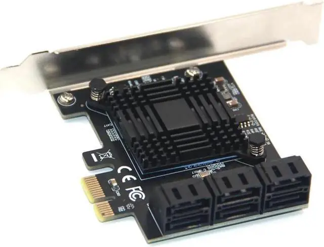 Alt view image 3 of 6 - Vszerda Chi a Mining PCIe Gen3 X1 to 6 Port 6G SATA III 3.0 Controller Non Raid Expansion Card w/ Low Profile Bracket SATA PCI-E Adapter