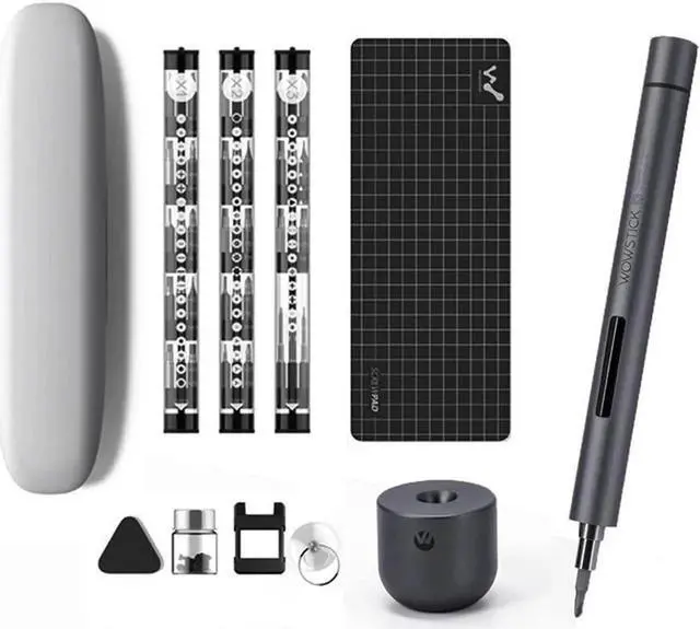 Main image of Vszerda Mini Electric Screwdriver, 3 LED Lights, Rechargeable Screwdriver Powered Cordless Electric Screwdriver Set with 56 Screw Bits, USB Charging Cable and Magnetizer