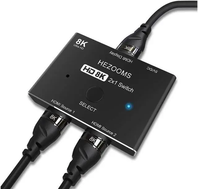 Alt view image 5 of 7 - Vszerda 8K Switcher HDMI-Compatible 2.1 Switch Splitter KVM 2 in1 Out Ultra HD 8K@60Hz 4K@120Hz High Speed 48Gbps Switch Adapter with Switch Button for Computer Laptop 2 Sources to 1 Display