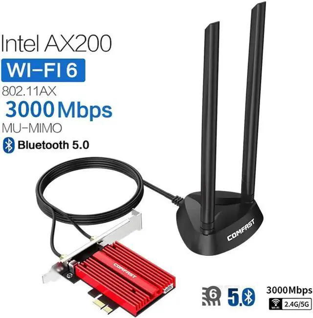 Main image of Vszerda Dual band 3000Mbps Wifi 6 AX200NGW PCI-E 1X Wireless Adapter 2.4G/5Ghz 802.11ac/ax Bluetooth 5.0 For Win10 AX200 WiFi Network Card