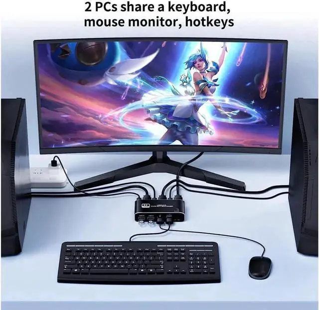 Alt view image 4 of 7 - Vszerda USB HDMI 2.1 KVM Switch 4K 120Hz, 8K Dual-Port USB 3.0 HDMI 2.1 KVM Switch, USB-C HDMI KVM Switcher with Keyboard Shortcut Hotkey Switching HDCP 2.3 for Nvidia AMD Xbox Series X S PS5/4 pro