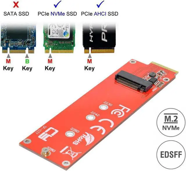 Alt view image 2 of 5 - Vszerda M-key 4X NVMe NGFF Host Adapter to Ruler 1U GEN-Z EDSFF Short SSD E1.S Carrier Adapter