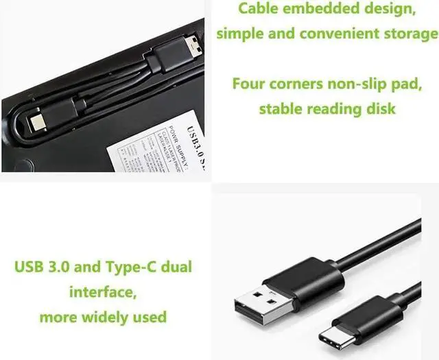 Alt view image 7 of 7 - Vszerda External Blu-Ray DVD Burner Player Drive with One Touch Pop up, USB3.0/Type-C Portable CD/DVD+/-RW Drive/ DVD Player for Laptop CD ROM Burner for Laptop Desktop PC Windows Linux OS Apple Mac