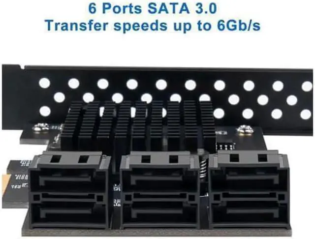 Alt view image 5 of 7 - Vszerda PCIe SATA Card 6 Port with 6 SATA Cables and a SATA Power Splitter Cable, 6 Gb/s PCIe SATA Controller Expression Card with Low Profile Bracket, Boot as System Disk Support 6 SATA 3.0 Devices
