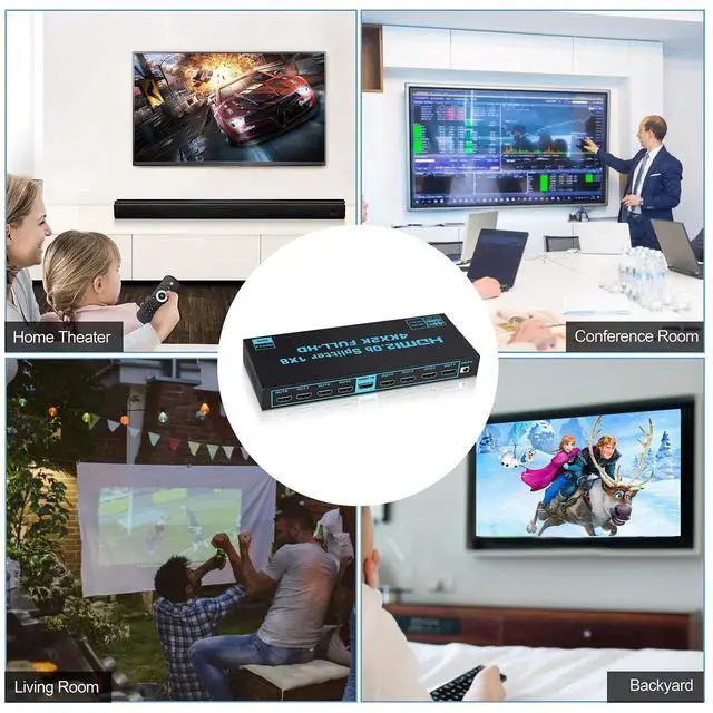 Alt view image 6 of 7 - Vszerda 1x8 HDMI Splitter with EDID, 4K@60Hz HDMI2.0b Splitter 1 in 8 Out Audio Video Distributor Box with Power Adapter, Support 3D HDCP2.2, RGB8:8:8, 18.5Gbps for PS5, Fire Stick