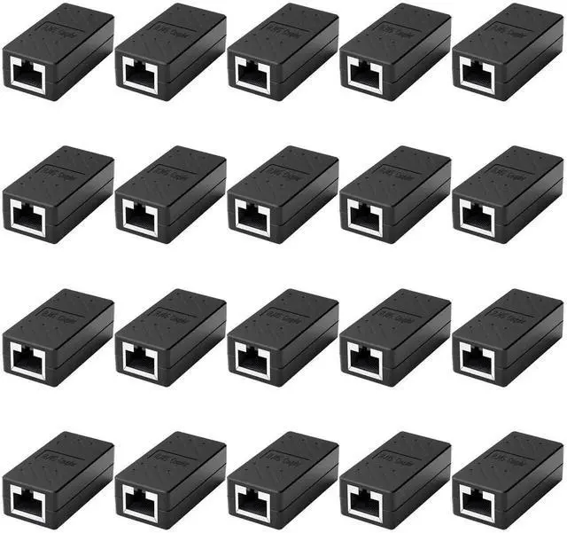 Main image of Vszerda RJ45 Inline Coupler,RJ45 Coupler, Network Coupler, for Cat7/Cat6/Cat5e/cat5 Ethernet Cable Extender Connector - Female to Female, Black 20 Pack