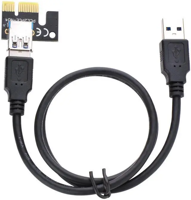 Main image of Vszerda PCI Express 16x to 1x Powered Riser Adapter Card w/60cm USB 3.0 Extension Cable and 4-Pin MOLEX to SATA Power Cable-GPU Riser Extender Cable-Ethereum Mining ETH (6 Pack)
