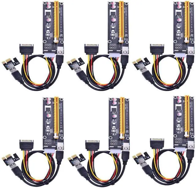 Alt view image 4 of 5 - Vszerda PCI Express 16x to 1x Powered Riser Adapter Card w/60cm USB 3.0 Extension Cable and 4-Pin MOLEX to SATA Power Cable-GPU Riser Extender Cable-Ethereum Mining ETH (6 Pack)