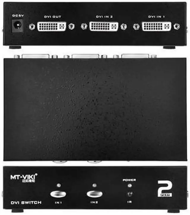 Main image of Vszerda DVI Switch Box, 2 in 1 Out DVI Selector for PC Laptop DVR Projector HDTV DVI Port Devices, Support 1920x1440, 165Mhz Bandwidth