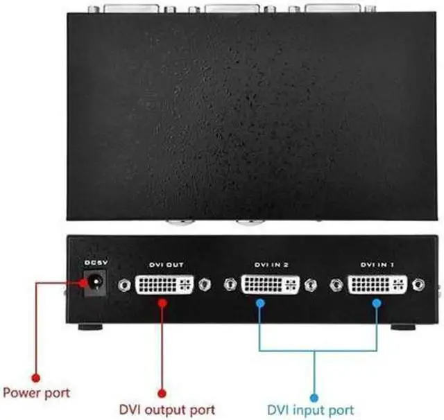 Alt view image 3 of 7 - Vszerda DVI Switch Box, 2 in 1 Out DVI Selector for PC Laptop DVR Projector HDTV DVI Port Devices, Support 1920x1440, 165Mhz Bandwidth