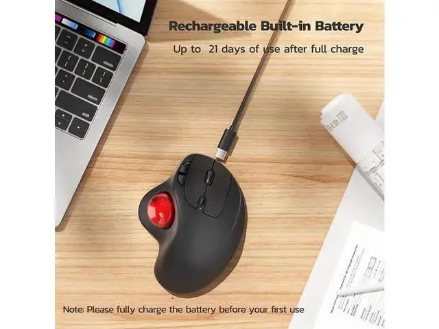 Alt view image 6 of 7 - Vszerda Wireless Trackball Mouse, red ball
