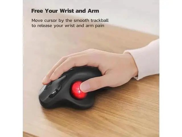 Alt view image 7 of 7 - Vszerda Wireless Trackball Mouse, red ball