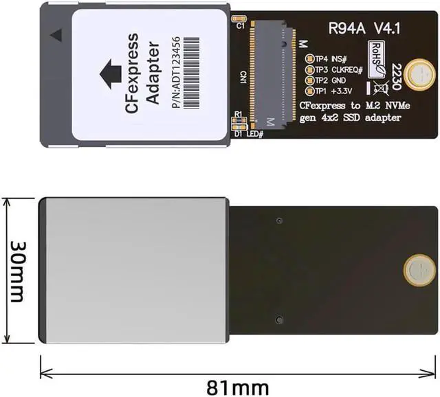Alt view image 3 of 3 - Vszerda CF-Express Type-B to NVMe 2230 M.2 M-Key CH SN530 SSD Adapter CFE for XBOX Series X&S PCIe4.0 Expansion Memory Card
