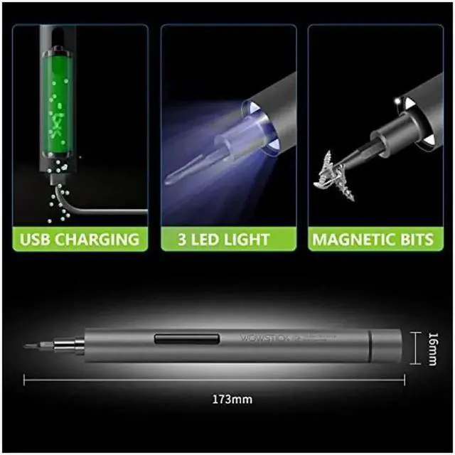 Alt view image 5 of 5 - Vszerda Wowstick 1F+ 69 In 1 Mini Electric Screwdriver, Precision Screwdriver Set with 56 Magnetic Precision Bits & LED Light, Rechargeable Automatic Screwdriver for Toys, Mobile Phones, Computers