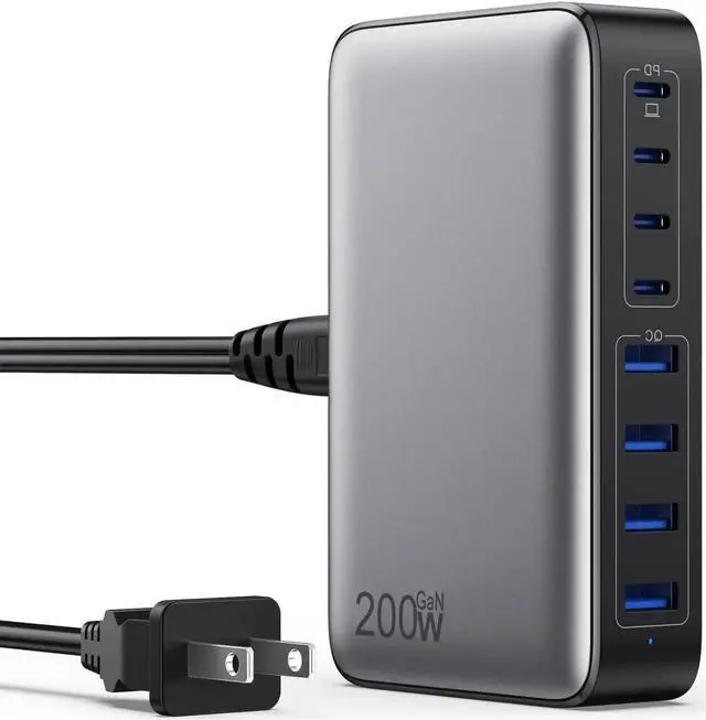 Main image of USB C Charger 200W USB C Charger Block Upgraded GaN III 8-Port Fast Charging Station Hub PD 65W Laptop Charger Adapter Compatible with MacBook Pro/Air Steam Deck iPhone 16/15/14 Galaxy S23/22 etc