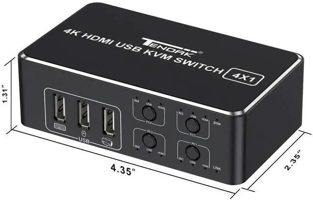 Alt view image 5 of 7 - Vszerda HDMI KVM Switch, 4K HDMI 4 in 1 Out KVM Switch Box Keyboard Mouse Printer Switcher Include 4 USB Type-B Cable Support 4K@60Hz, EDID/HDCP 2.2 3D for Laptop PS4 HDTV Monitor