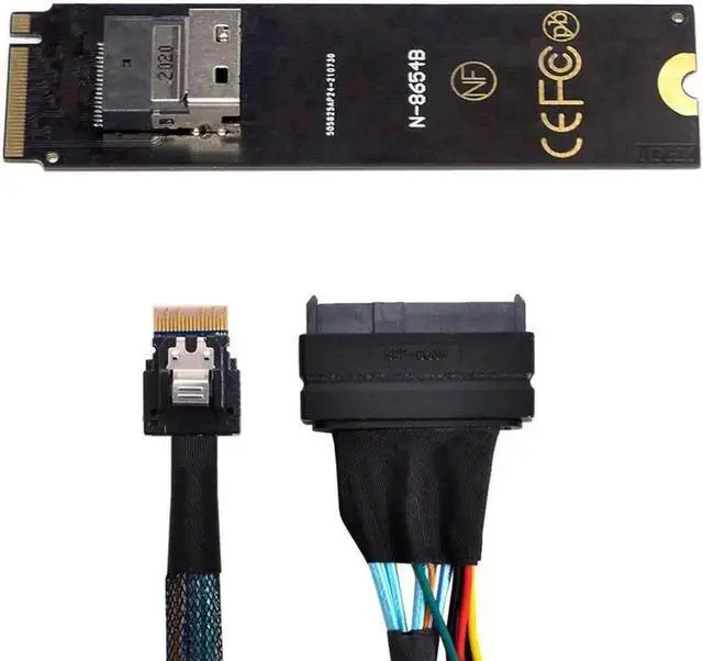 Alt view image 2 of 5 - Vszerda Mainboard SSD Slimline SAS PCIe SSD Adapter NGFF M-Key NVME to SFF-8654 to U.2 U2 SFF-8639 NVME PCIe SSD Cable