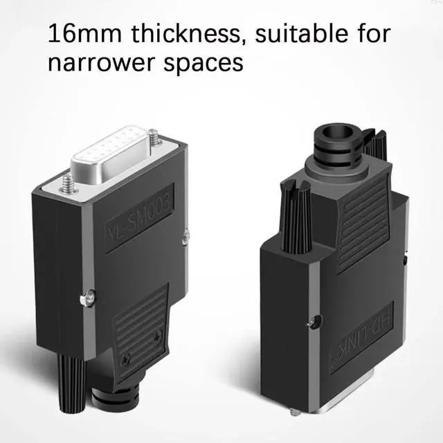 Alt view image 4 of 5 - Vszerda 10PCS DB15 Solderless Connector, RS232 D-SUB Serial to 15-pin Port 16mm Thinner Terminal Female Adapter Breakout Board with Case Long Bolts Nuts