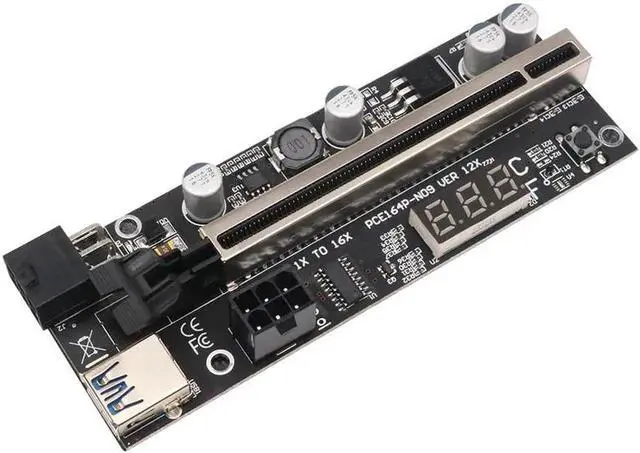 Alt view image 5 of 6 - Vszerda VER 12X/010 Riser PCI Express X16 Temperature 6Pin Power Cabo Riser USB Cable PCIE Riser For Video Card GPU Bitcoin Miner Mining