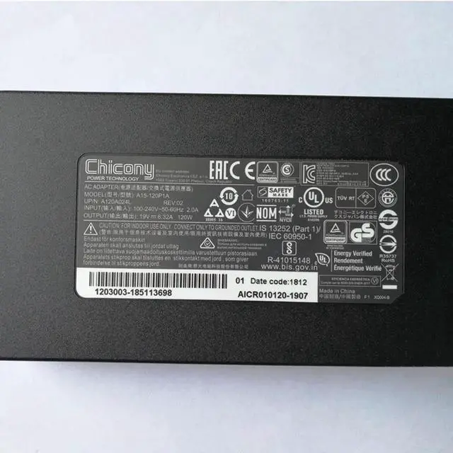 Alt view image 2 of 2 - Vszerda 19V 6.32A 120W 7.4x5.0mm No PIN Inside For Chicony A15-120P1A 120W Laptop Power Supply Charger AC Adapter