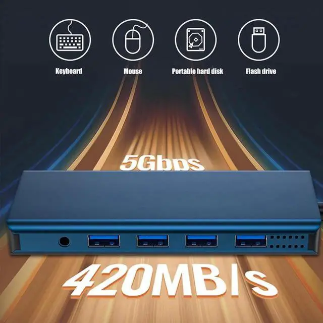 Alt view image 5 of 7 - Vszerda USB C Docking Station Double Monitors Adapter 12 in 1 USB C Adapter with VGA Gigabit Ethernet 4 USB3.0 Port Card Reader