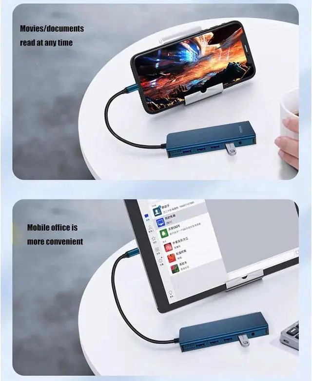 Alt view image 6 of 7 - Vszerda USB C Docking Station Double Monitors Adapter 12 in 1 USB C Adapter with VGA Gigabit Ethernet 4 USB3.0 Port Card Reader