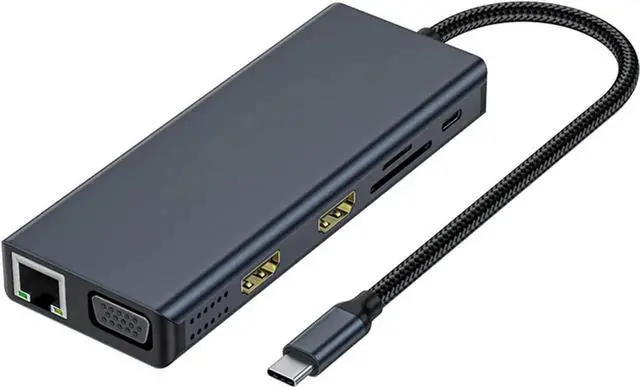 Main image of Vszerda USB C Docking Station Double Monitors Adapter 12 in 1 USB C Adapter with VGA Gigabit Ethernet 4 USB3.0 Port Card Reader