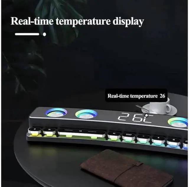 Alt view image 4 of 7 - Vszerda Bluetooth Speaker Wireless Game Speaker soundbar USB 3D Stereo Subwoofer AUX FM Home Clock Indoor Bluetooth Sound Bar Computer Loudspeaker 3600mAh RGB PC Gaming Speaker with Wireless Bluetooth