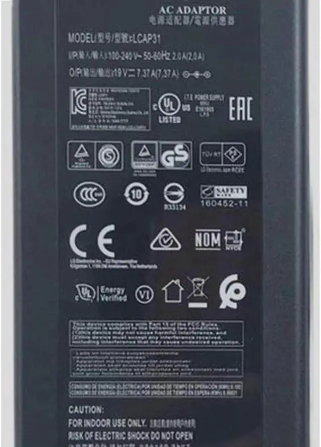 Alt view image 2 of 2 - Vszerda 19V 7.37A 140W LCAP31 ADS-150KL-19N-3 190140E AC Adapter For LG A16-140P1A 34UC97C 34UM95 MONITOR Power Supply Charger