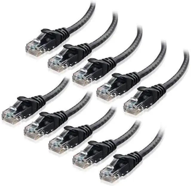 Alt view image 2 of 6 - Vszerda CAT6 Ethernet Cable LAN Network RJ45 Internet Patch Cord 10Pack Black 30ft Bare Copper 30 ft.
