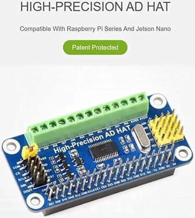 Alt view image 6 of 7 - Vszerda High-Precision Ad Hat For Raspberry Pi 4B/3B+/3B/2B/Zero/W/Zero Wh Jetson Nano Expansion Board With Ads1263 10-Channel 32-Bit High Precision Adc 24-Bit Auxiliary Adc