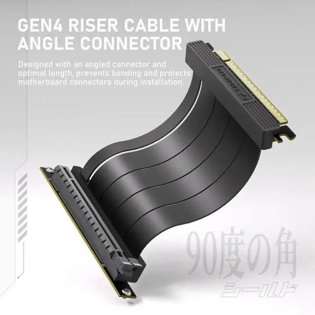 Main image of Vszerda GPU Mount with High-Speed PCIE 4.0 Riser Cable, Shield Series, 115mm/4.52in Flexible Extension, 90 Degree Connector, Only Compatible to Full-Opened PCIe Slots-Black-YIHPI344